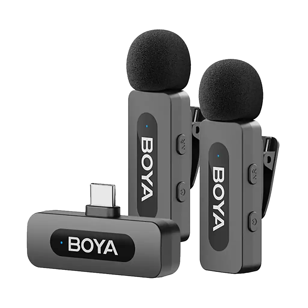 Boya BY-V20 2.0 Ultracompact 2-Person Wireless Microphone System with USB-C Connector for Mobile Devices