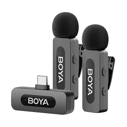 Boya BY-V20 2.0 Ultracompact 2-Person Wireless Microphone System with USB-C Connector for Mobile Devices
