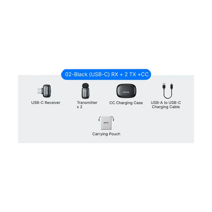 Boya mini 2 2-Person Wireless Microphone System with One Receiver with USB-C Connector