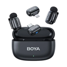 Boya mini 2-Person Tiny Wireless Microphone System with Lightning and USB-C Connectors for Mobile Devices (2.4 GHz, Black)