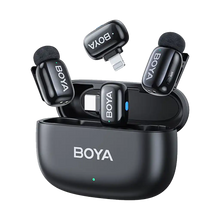Boya mini 2-Person Tiny Wireless Microphone System with Lightning and USB-C Connectors for Mobile Devices (2.4 GHz, Black)