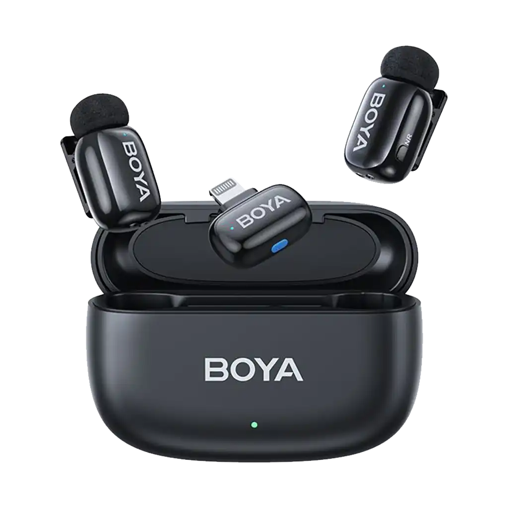 Boya mini 2-Person Tiny Wireless Microphone System with Lightning Connector for iOS Devices (2.4 GHz, Black)