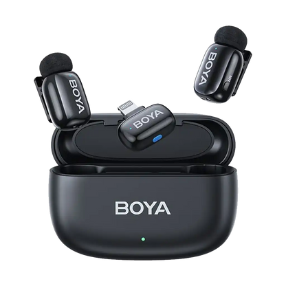 Boya mini 2-Person Tiny Wireless Microphone System with Lightning Connector for iOS Devices (2.4 GHz, Black)