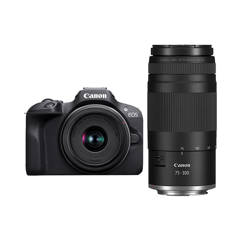 Canon EOS R100 Mirrorless Camera with RF-S 18-45mm and RF 75-300mm Lens
