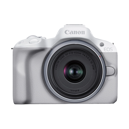 Canon EOS R50 Mirrorless Camera with 18-45mm Lens (White)