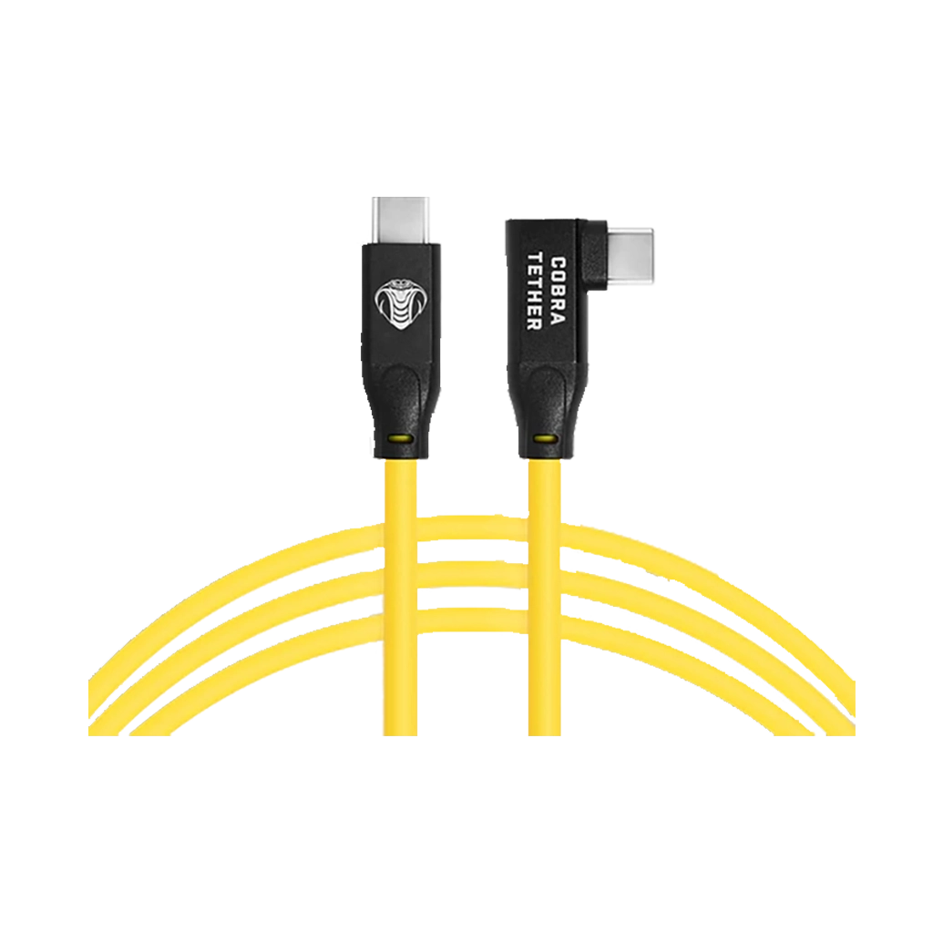 CobraTether Straight to 90 Degree Angle USB-C Tether Cable (10m, Yellow)
