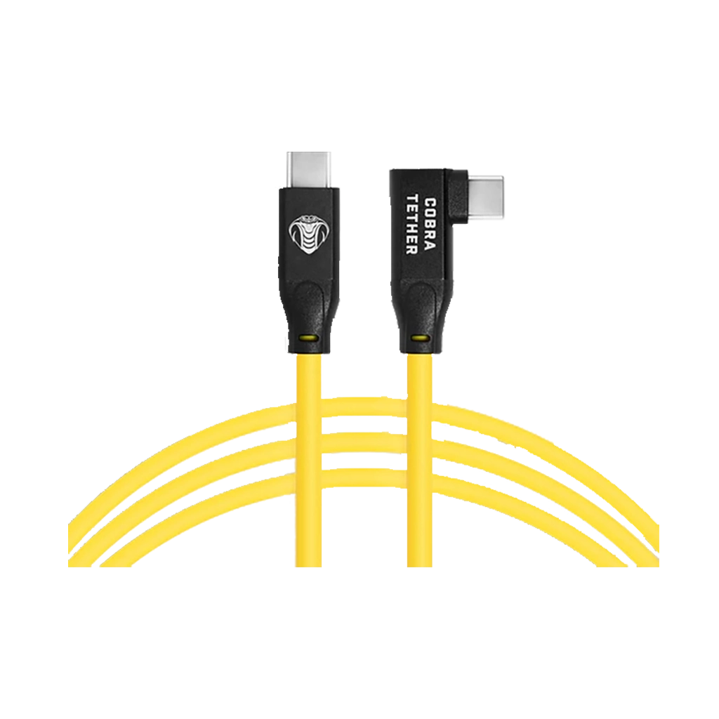 CobraTether Straight to 90 Degree Angle USB-C Tether Cable (5m, Yellow)