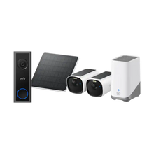 Eufy Security E40 2K Solar-Powered Battery 2 Camera Kit with Homebase 3 and Solar Panel and FREE Eufy C30 2K Video Doorbell
