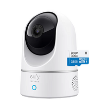 Eufy Security eufy Indoor Cam - 2K with Pan and Tilt with Lexar 32GB High Performance 300x microSDHC Memory Card (UHS-I)