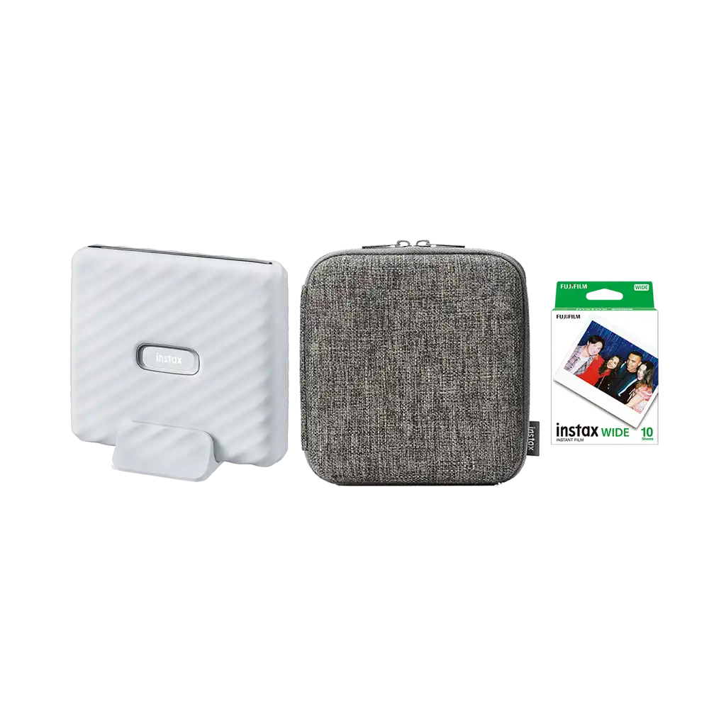 Fujifilm Instax Link Wide Smartphone Printer with 1 Film and Case (Ash White)