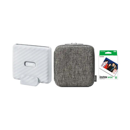 Fujifilm Instax Link Wide Smartphone Printer with 1 Film and Case (Ash White)
