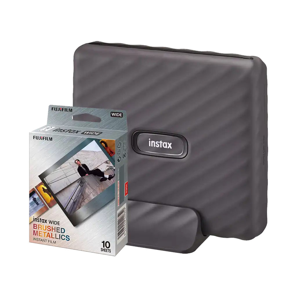 Fujifilm Instax Link Wide Smartphone Printer (Mocha Gray) with FREE Instax Wide Brushed Metallics Instant Film (Valued at R245)