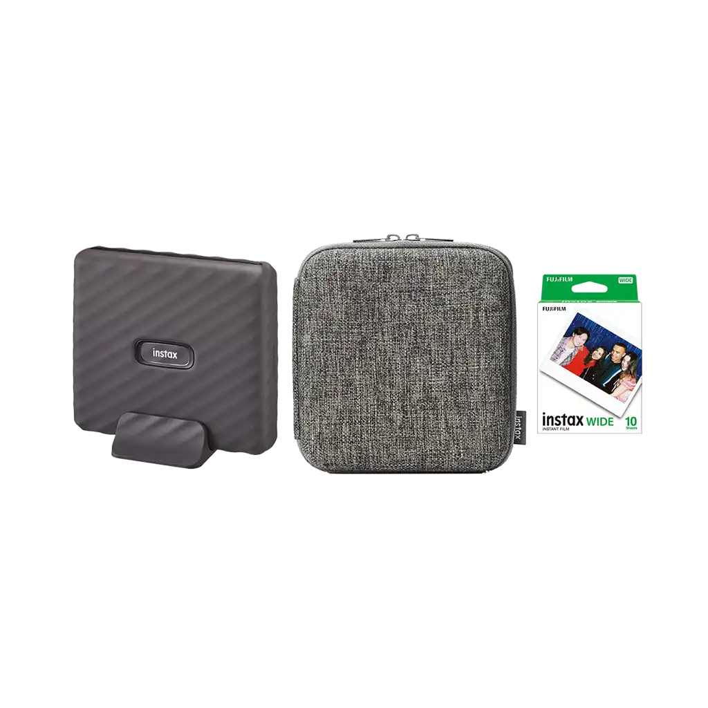 Fujifilm Instax Link Wide Smartphone Printer with 1 Film and Case (Mocha Gray)