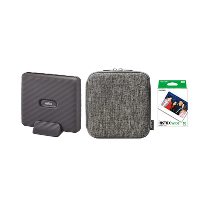 Fujifilm Instax Link Wide Smartphone Printer with 1 Film and Case (Mocha Gray)
