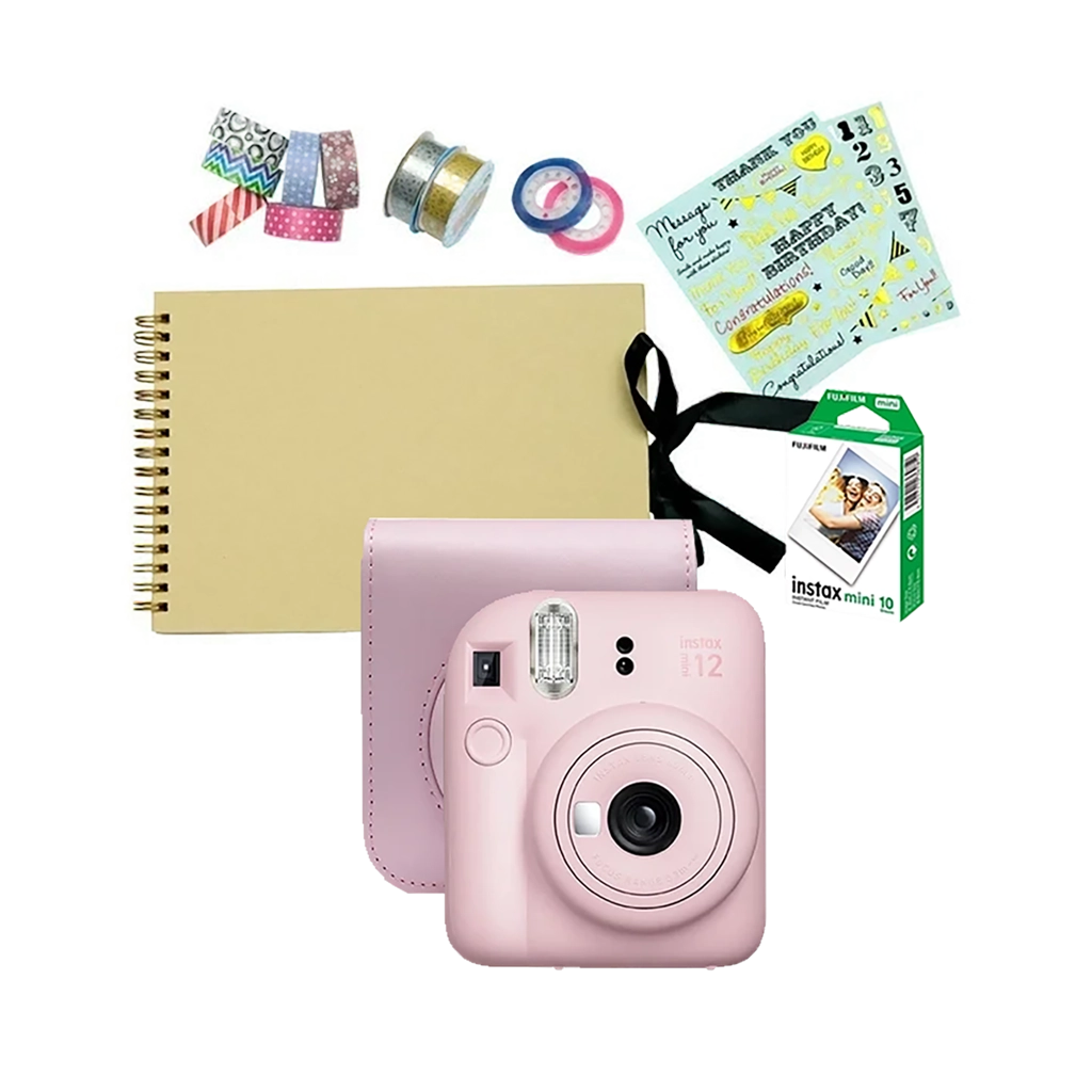 Fujifilm Instax Mini 12 Instant Film Camera Festive Value Pack (Blossom Pink)
