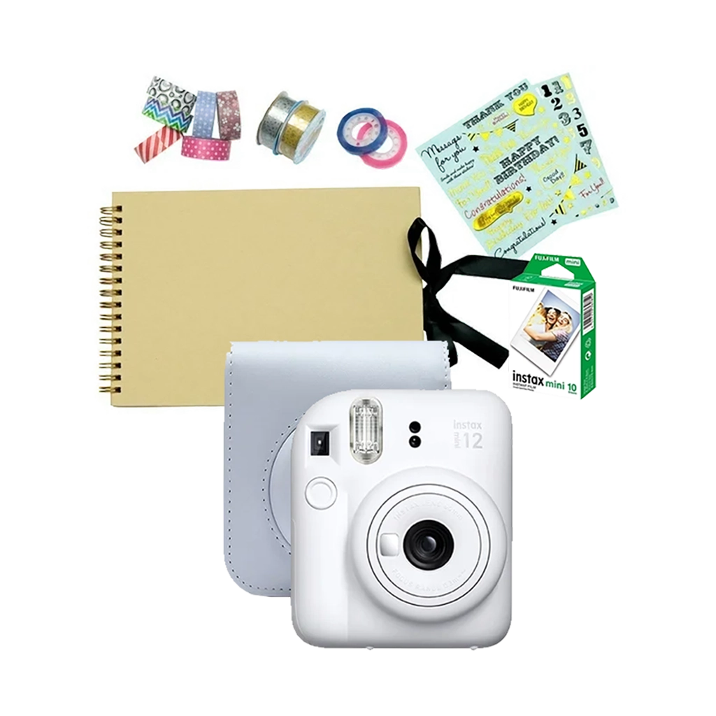 Fujifilm Instax Mini 12 Instant Film Camera Festive Value Pack (Clay White)