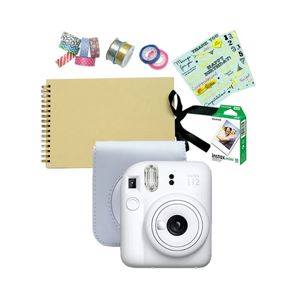 Fujifilm Instax Mini 12 Instant Film Camera Festive Value Pack (Clay White)