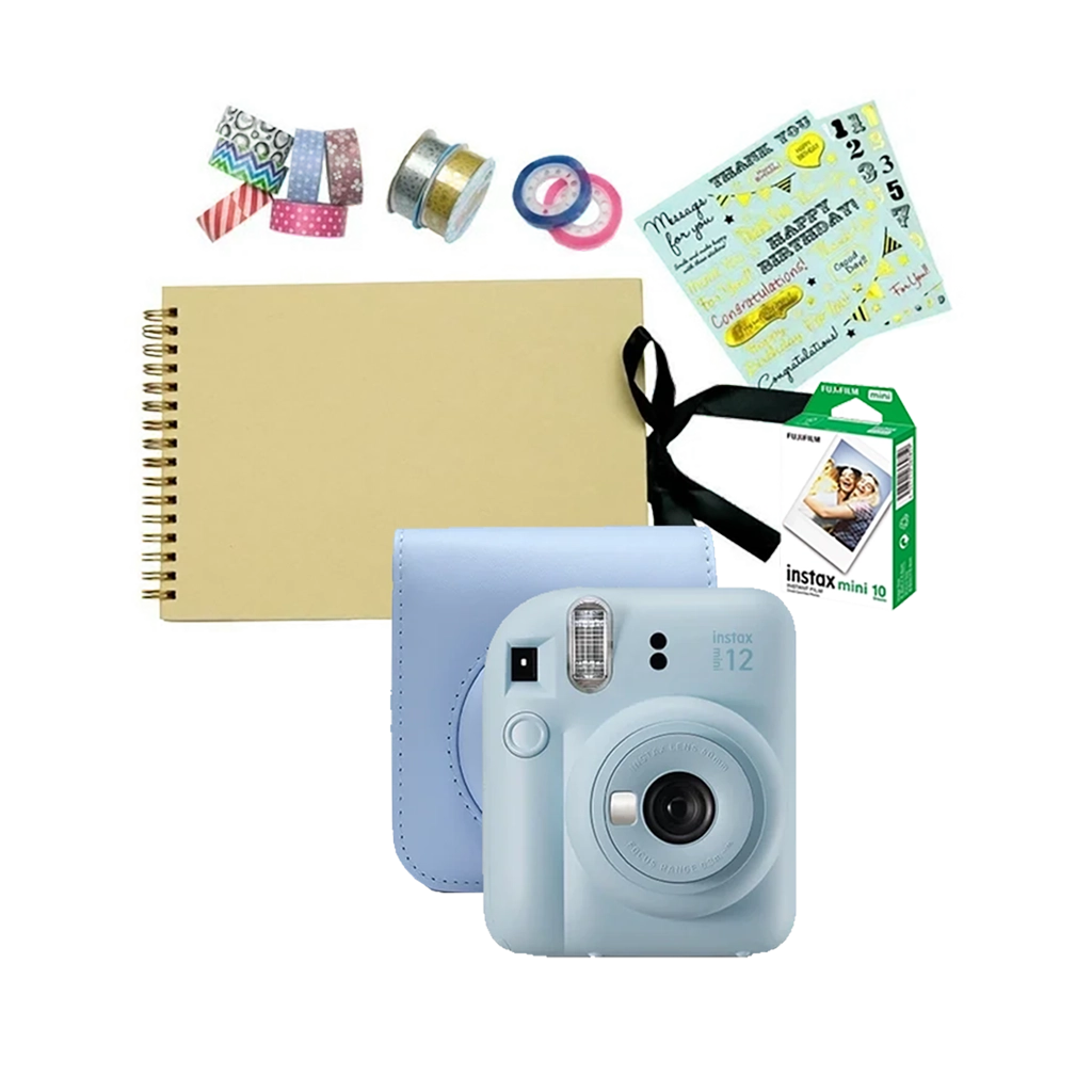 Fujifilm Instax Mini 12 Instant Film Camera Festive Value Pack (Pastel Blue)