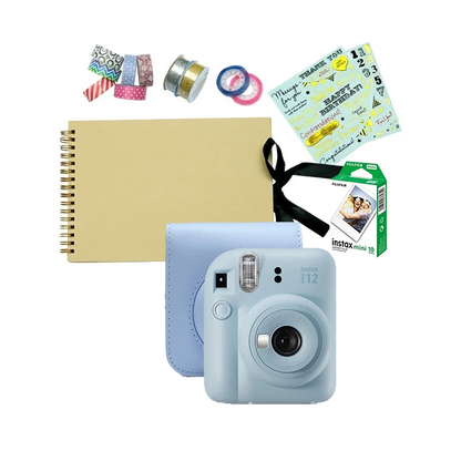 Fujifilm Instax Mini 12 Instant Film Camera Festive Value Pack (Pastel Blue)