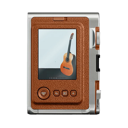 Fujifilm Instax Mini Evo Hybrid Instant Camera (Brown) with 1 Fujifilm Instax Mini Instant Film and Instax Evo Case (Brown)