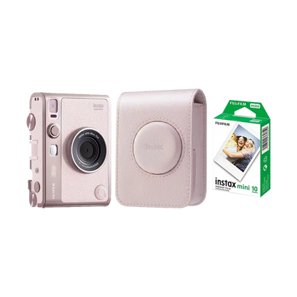 Fujifilm Instax Mini Evo Hybrid Instant Camera with 1 Fujifilm Instax Mini Instant Film and Instax Evo Case (Gentle Rose)