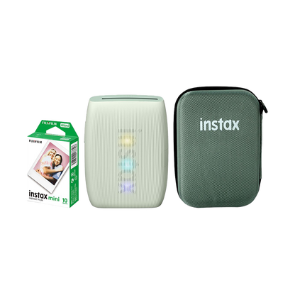Fujifilm Instax Mini Link 3 Smartphone Printer with Case and Fujifilm Instax Mini Instant Film - Plain White (Sage Green)
