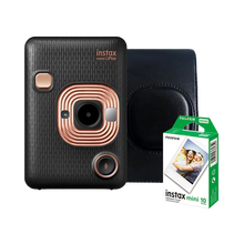 Fujifilm Instax Mini LiPlay Hybrid Instant Camera (Elegant Black) with 1 Fujifilm Instax Mini Instant Film and Instax LiPlay Case