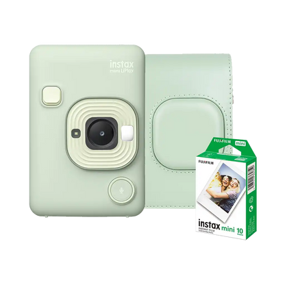 Fujifilm Instax Mini LiPlay Hybrid Instant Camera (Matcha Green) with 1 Fujifilm Instax Mini Instant Film and Instax LiPlay Case