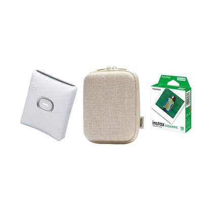 Fujifilm Instax Square Link Smartphone Printer with 1 Film and Case (Ash White)