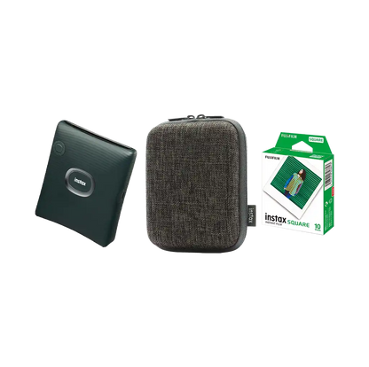 Fujifilm Instax Square Link Smartphone Printer with 1 Film and Case (Midnight Green)