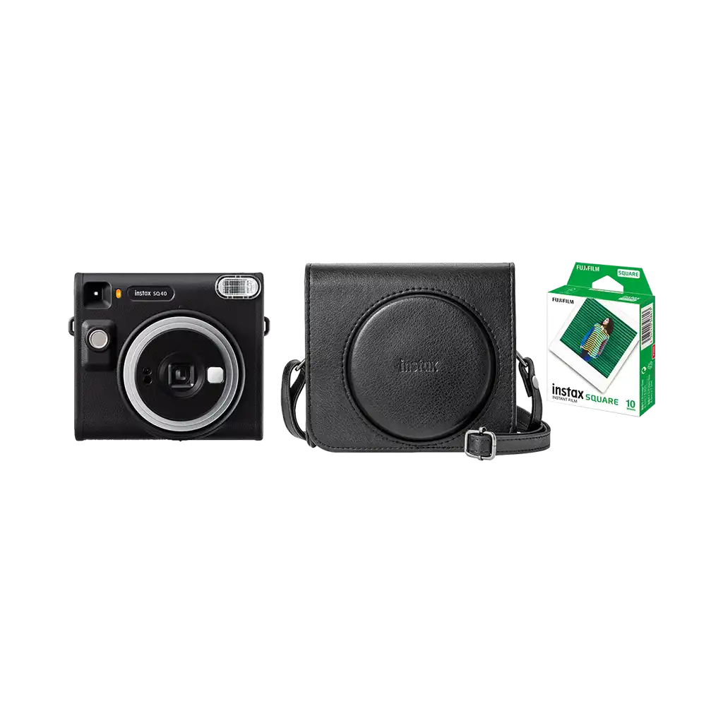 Fujifilm Instax Square SQ40 Instant Film Camera with 1 Film and Case (Black)