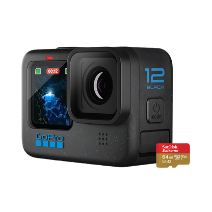 GoPro HERO12 Black with SanDisk 64GB Extreme UHS-I microSDXC Memory Card