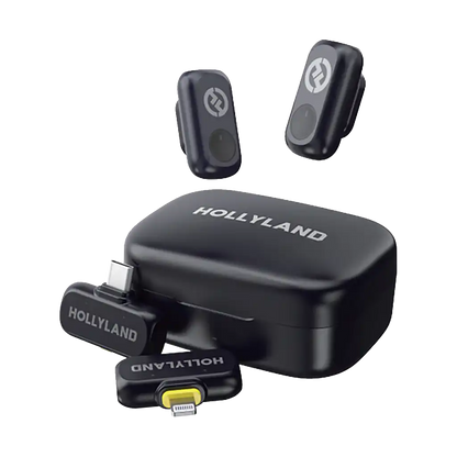 Hollyland LARK A1 Combo 2-Person Wireless Microphone System with USB-C and Lightning Connectors for Mobile Devices (Space Gray, 2.4 GHz)