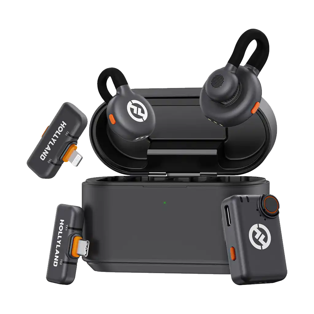 Hollyland LARK M2S Ultimate Combo 2-Person Wireless Microphone System for Cameras and Mobile Devices (2.4 GHz, Space Gray)