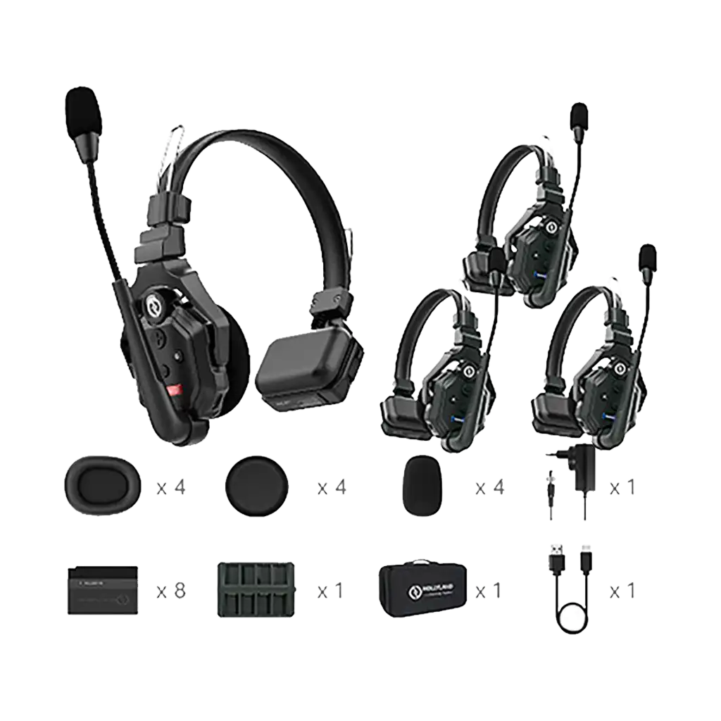 Hollyland Solidcom C1-4S Full-Duplex Wireless DECT Intercom System with 4 Headsets (1.9 GHz)