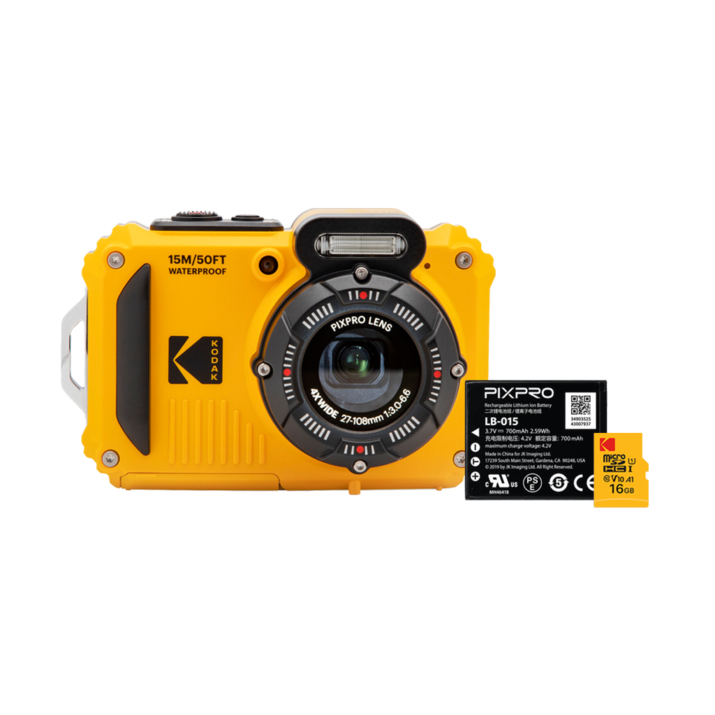 Kodak PIXPRO WPZ2 Digital Camera with 16GB Memory Card and Battery (Yellow)