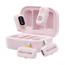 Hollyland LARK A1 Combo 2-Person Wireless Microphone System with USB-C and Lightning Connectors for Mobile Devices (Cloud Pink, 2.4 GHz)