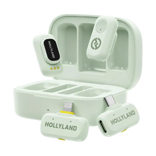Hollyland LARK A1 Combo 2-Person Wireless Microphone System with USB-C and Lightning Connectors for Mobile Devices (Mint Green, 2.4 GHz)