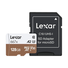 Lexar 128GB Professional 667x UHS-I microSDXC Memory Card with SD Adapter