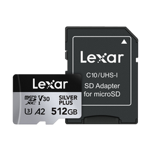 Lexar 512GB Professional UHS-I microSDXC Memory Card with SD Adapter (SILVER PLUS Series)
