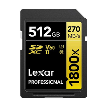 Lexar 512GB Professional 1800x UHS-II SDXC Memory Card (GOLD Series)
