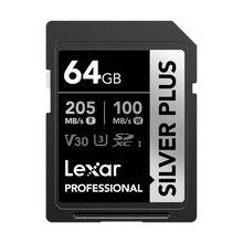 Lexar 64GB Professional UHS-I SDXC Memory Card (205MB/s, SILVER PLUS Series)