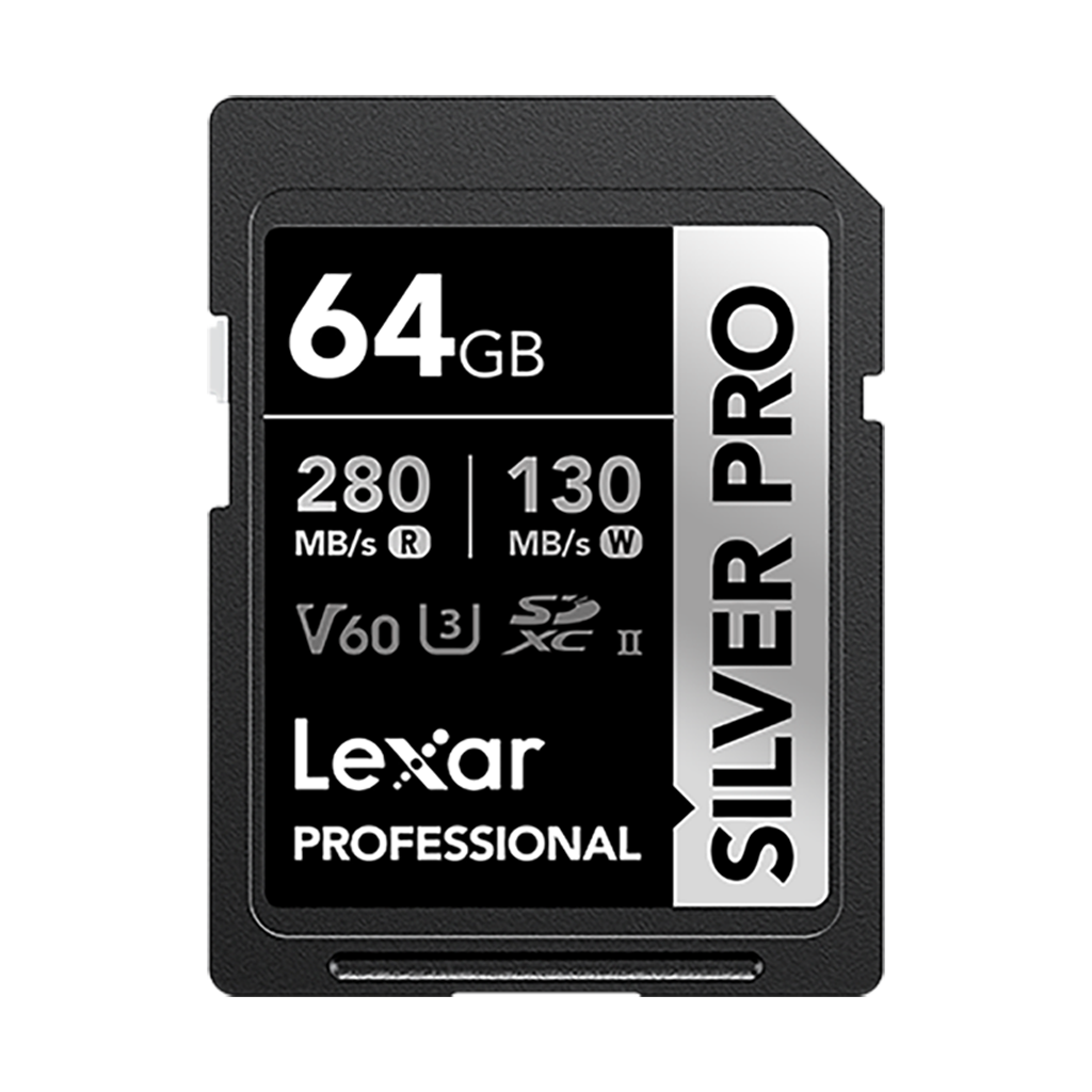 Lexar 64GB Professional UHS-II SDXC Memory Card (280MB/s, SILVER PRO Series)
