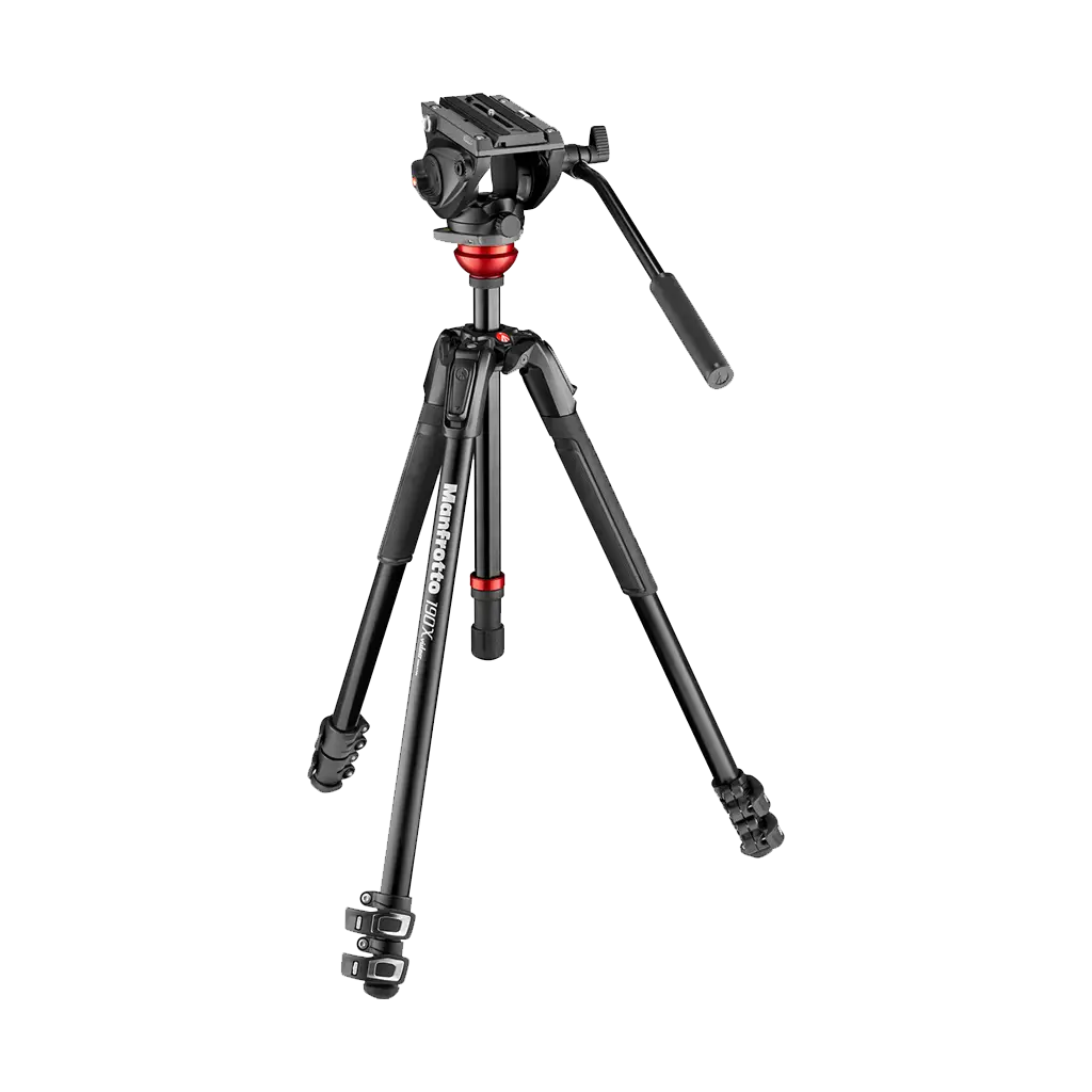 Manfrotto 500 Fluid Video Head with 190X Video Aluminium Tripod & Leveling Column Kit