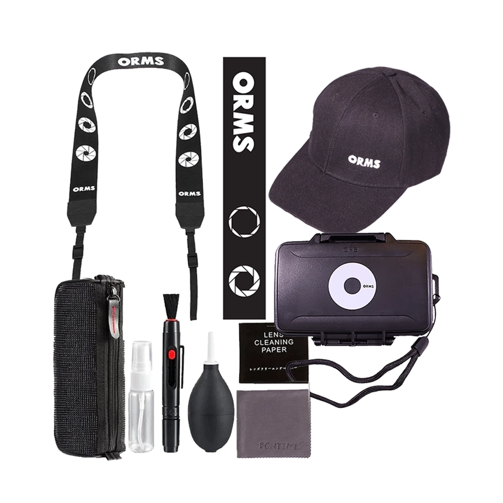 ORMS Accessory Bundle (Cleaning Kit / Camera Strap / Memory Card Holder / Cap)