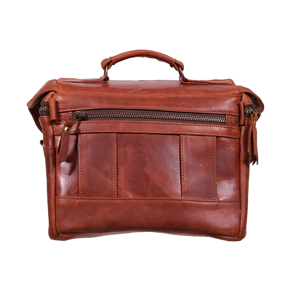 Orms Leather Camera Shoulder Bag (Saddle Brown, Small)