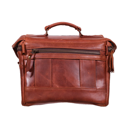 Orms Leather Camera Shoulder Bag (Saddle Brown, Small)