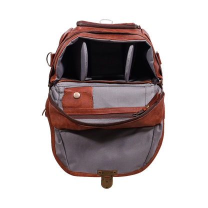 Orms Leather Camera Shoulder Bag (Saddle Brown, Small)