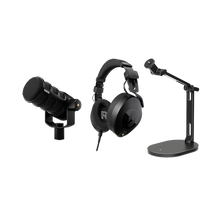 Rode PodMic USB and XLR Dynamic Broadcast Microphone with Rode NTH-100 Professional Over-Ear Headphones and Rode DS2 Desktop Microphone Stand