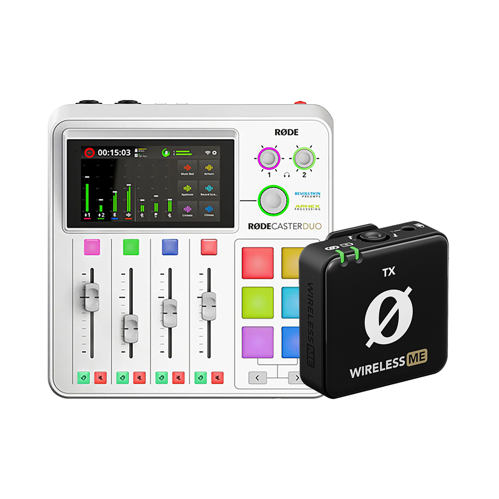RODE RODECaster Duo Integrated Audio Production Studio (White) with FREE Rode Wireless ME TX Transmitter (Valued at R2 295)